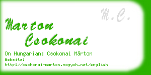 marton csokonai business card